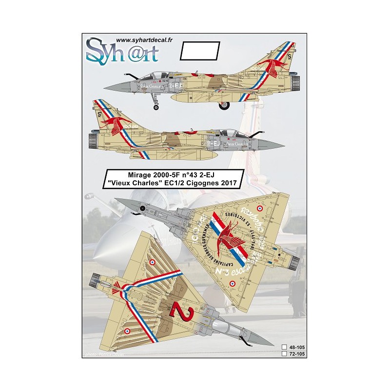 Syhart 1/48 Decals Dassault Mirage 2000-5F n°43 2-EJ "Vieux Charles" EC 1/2 Cigognes 2017