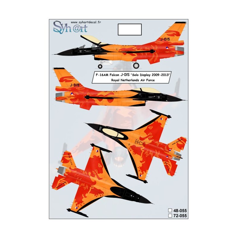 Syhart 1/48 decals F-16AM Falcon J-015 "Solo Display Team 2009" Force Aérienne Royale Néerlandaise