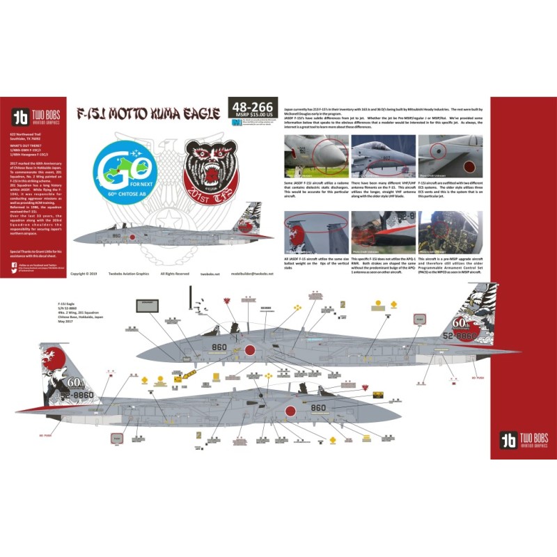 Two Bobs Calcas 1/48 McDonnell F-15J Motto Kuma Eagles