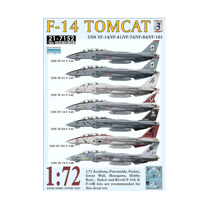 DXM Calcas 1/72  Tomcat Collection 3 F-14 Tomcat USN VF-14/VF41/VF-74/VF-84/VF-101