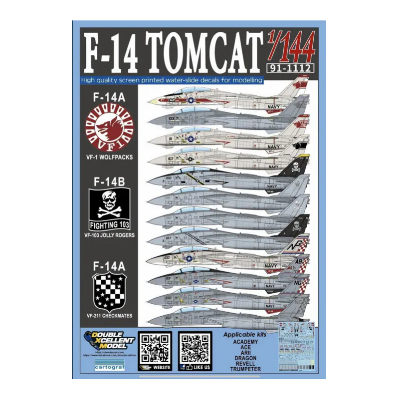 DXM Calca 1/144 F-14A F-14B Tomcat VF-1 VF-103 VF-211