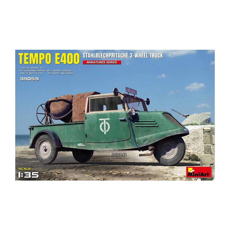 Miniart 1/35 Tempo E400 Flat-bed Three-wheel Steel Truck