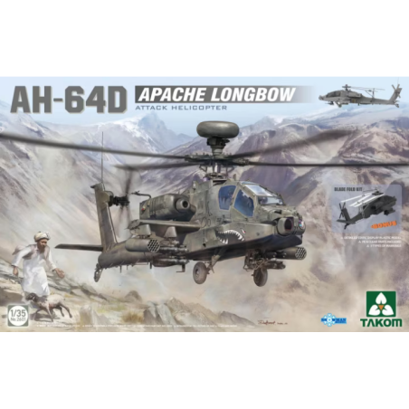 Maqueta de helicóptero 1/35 AH-64D Apache Longbow Attack Helicopter del fabricante Takom con accesorios y calcas