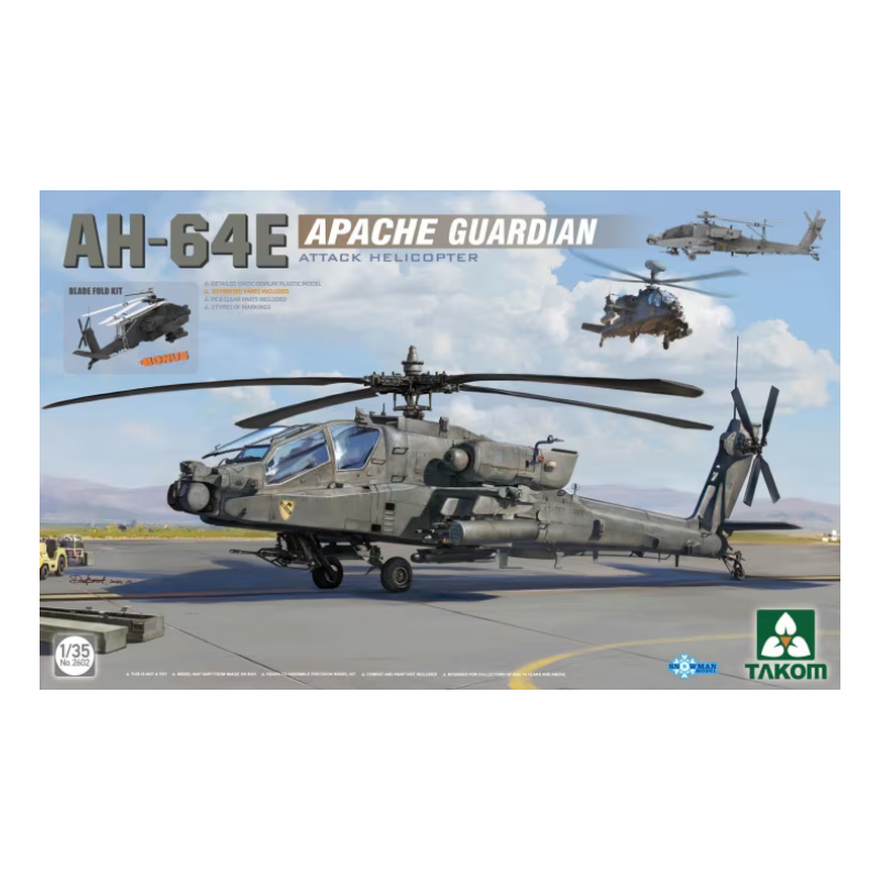 Takom 1/35 AH-64E Apache Guardian Helicopter Model Kit