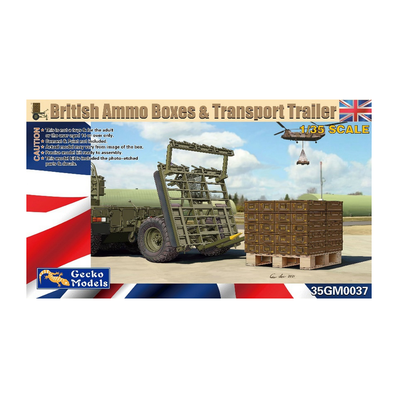 Gecko Models 1/35 British Ammo Boxes w/Pallet & Transport Trailer Set