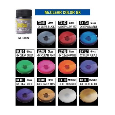 Mr Hobby Mr Clear Color (18ml) (choose color) ROBOTINES PAINTS