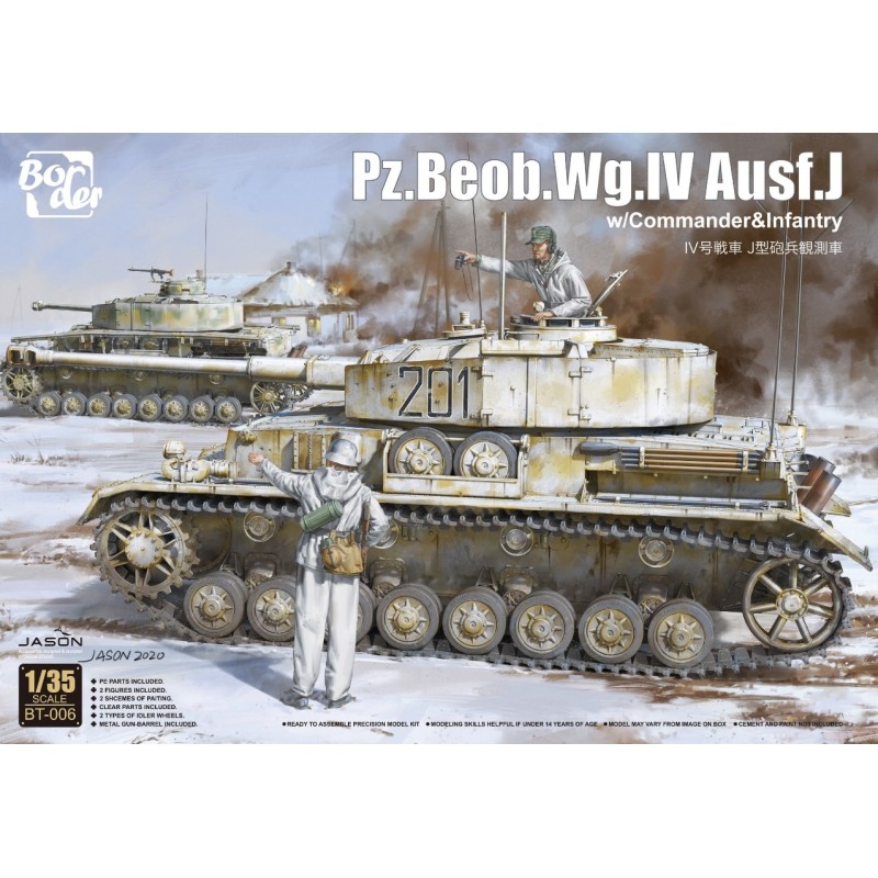 Maqueta 1/35 del Pz.Beob.Wg.IV Ausf.J con figuras de comandante e infantería de Border Model