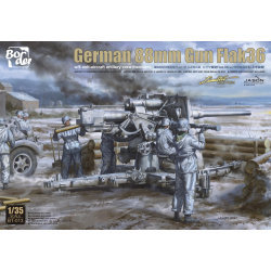 Border Model 1/35 German 88mm Gun Flak36 w / Artillery Figure (metallic box!)