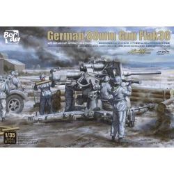 Border Model 1/35 German 88mm Gun Flak36 w / Artillery Figure (metallic box!)