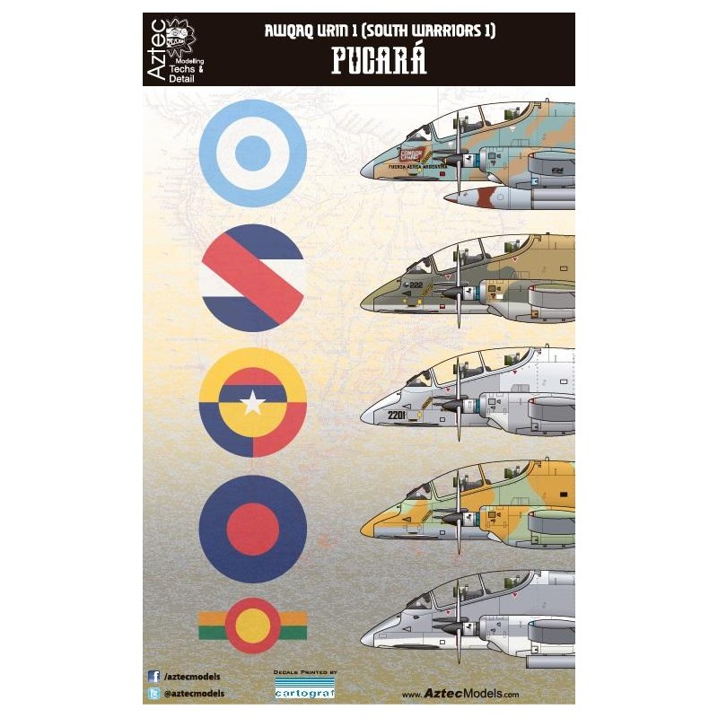 Aztec Models 1/48 Decals Calcas South Warriors 1 F.M.A. IA-58A/D Pucara