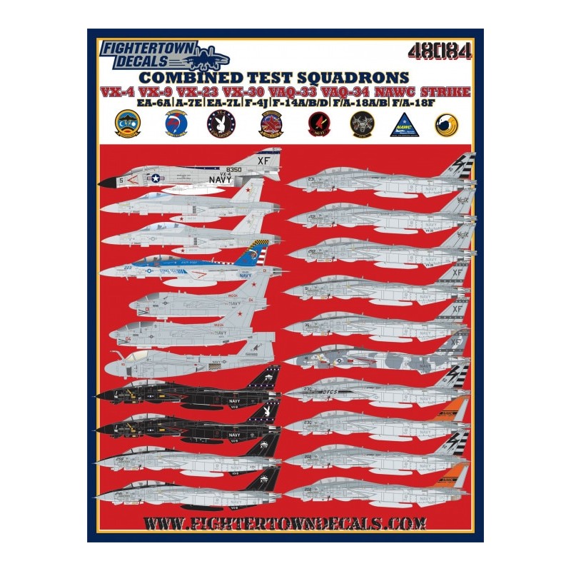 Fightertown Calcas 1/48 Combined Test Squadrons VX-4 VX-9 VX-23 VX-30 VAQ-33 VAQ-34 NAWC STRIKE