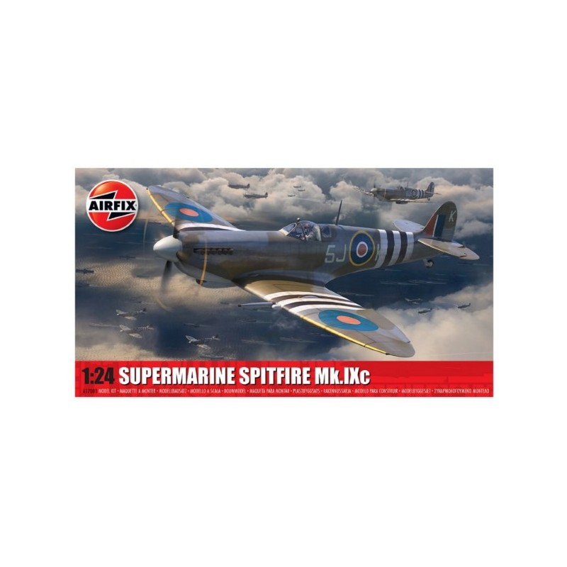 Imagen de la maqueta Airfix 1/24 Supermarine Spitfire Mk.IXc ensamblada y pintada