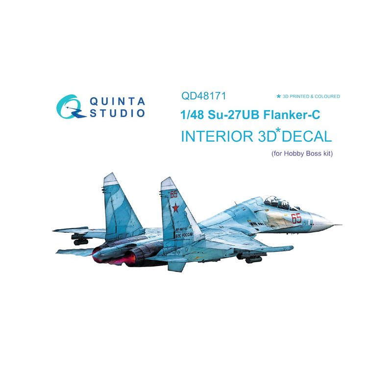 Quinta Studio 1/48 Su-27UB Flanker-C interior 3D decals (Hobbyboss)