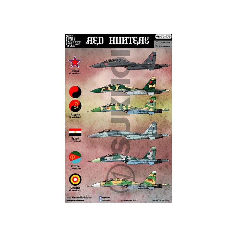 Aztec Models 1/48 Decals Red Hunters Sukhoi Su-27, Su-30 & Su-35