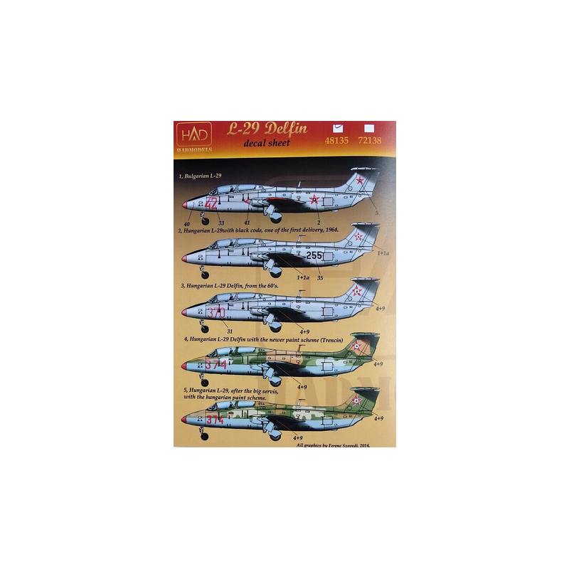 Calca 1/48 Decal L-29 Delfin (5x camo)