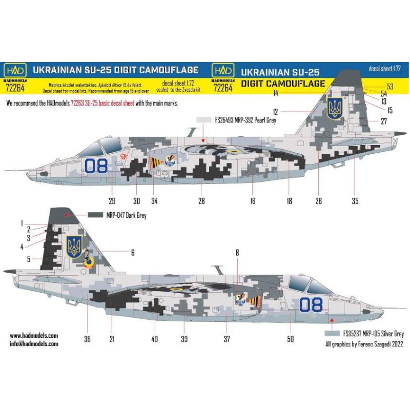 HAD decals 1/72 Ukrainian Su-25 Digit Camouflage part 1