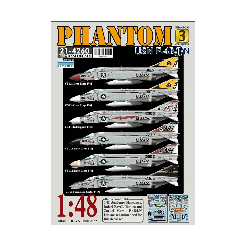 DXM Calca 1/48 USN F-4B/J/N VF-11/51/92/213 Phantom Collection 3