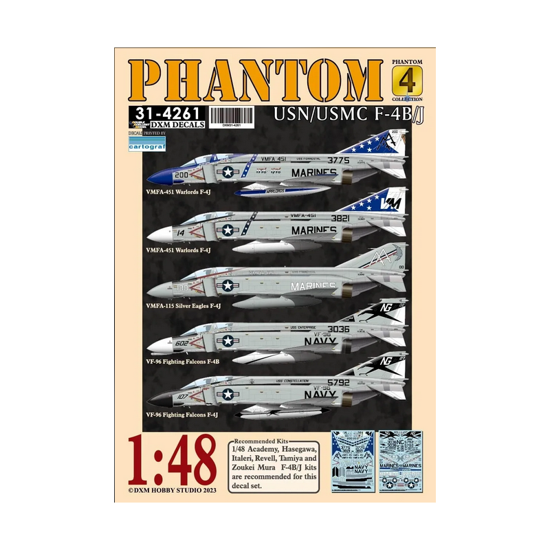 DXM Calca 1/48 USMC/USN F-4B/J VMFA-451/115/VF-96 Phantom Collection 4