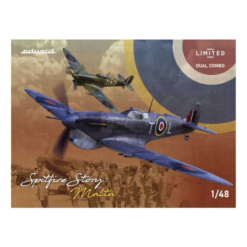 Maqueta de avión Eduard 1/48 SPITFIRE STORY: MALTA DUAL COMBO Limited Edition