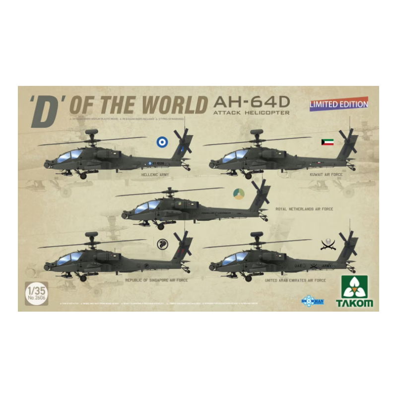 Maqueta Takom 1/35 AH-64D Apache Longbow "D" of the World