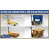 Gecko Models 5t Pallet Truck & Wooden Pallet with 200 Litre Oil Drum and Plastic Barrel