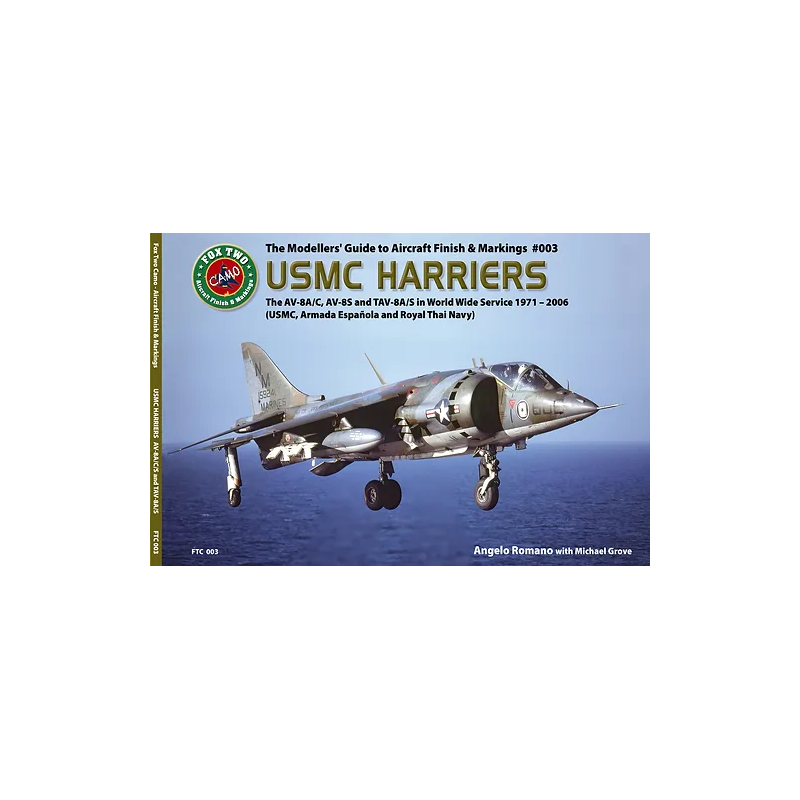 Portada del libro Double Ugly FTC 003 Harriers USMC con imágenes de AV-8A/C y AV-8S