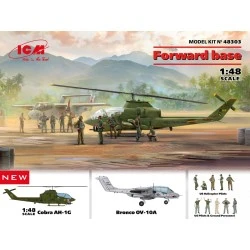 ICM 1/48 Forward Base Bell AH-1 Cobra + OV-10 Bronco aircraft and helicopter model kit