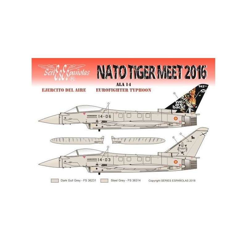 Decals NATO TIGER MEET 2016 + All  Eurofighterfrom Alas 11 y 14 (choose scale) - Robotines