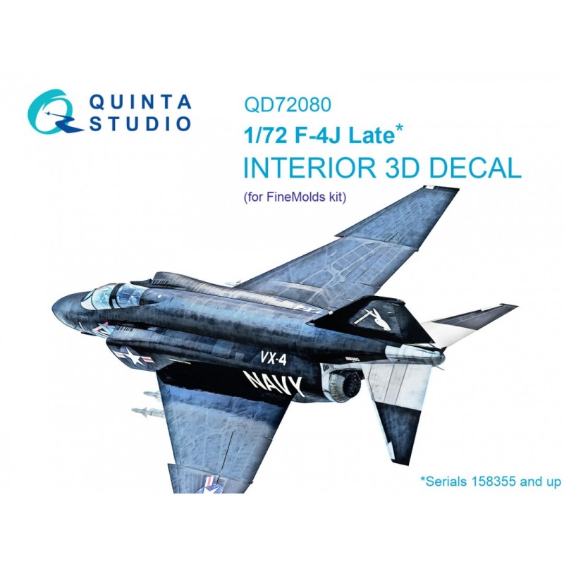 Quinta Studio 1/72 F-4J - Late (Serials 158355 up) interior 3D decal  (Finemolds kit)