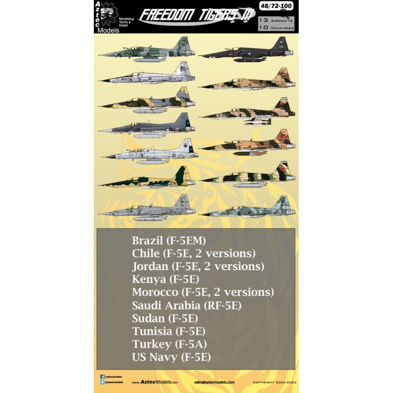 Aztec Models  decals 1/48 F-5 Tiger