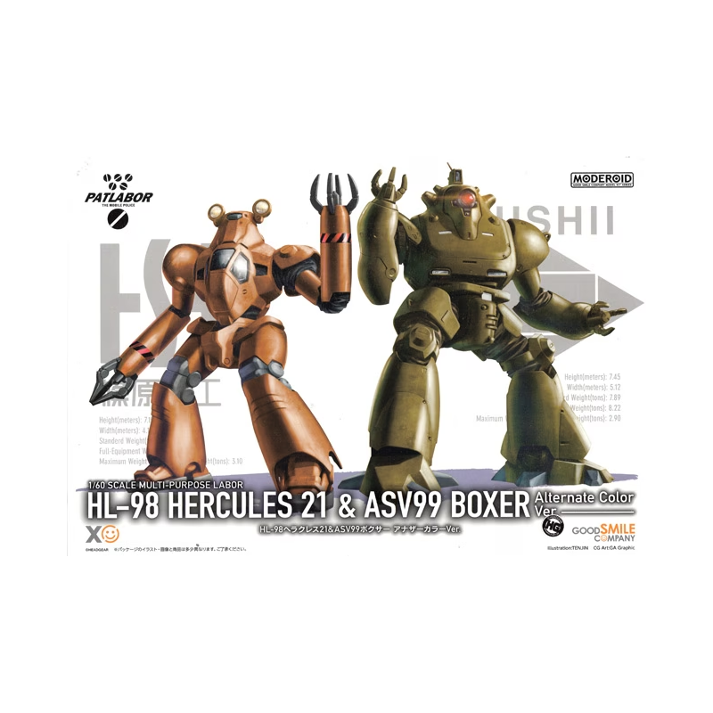 Good Smile MODEROID HL-98 Hercules 21 & ASV99 Boxer: Alternate Color Ver. (Mobile Police Patlabor) model kit