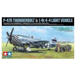 Tamiya 1/48 Republic P-47D Thunderbolt Bubble Top 1/4 Ton Small 4WD Military Vehicle Set