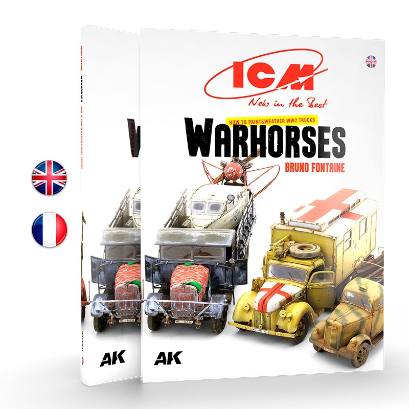 Portada del libro ICM – How to Paint & Weather WW2 Trucks Warhorses de AK-Interactive