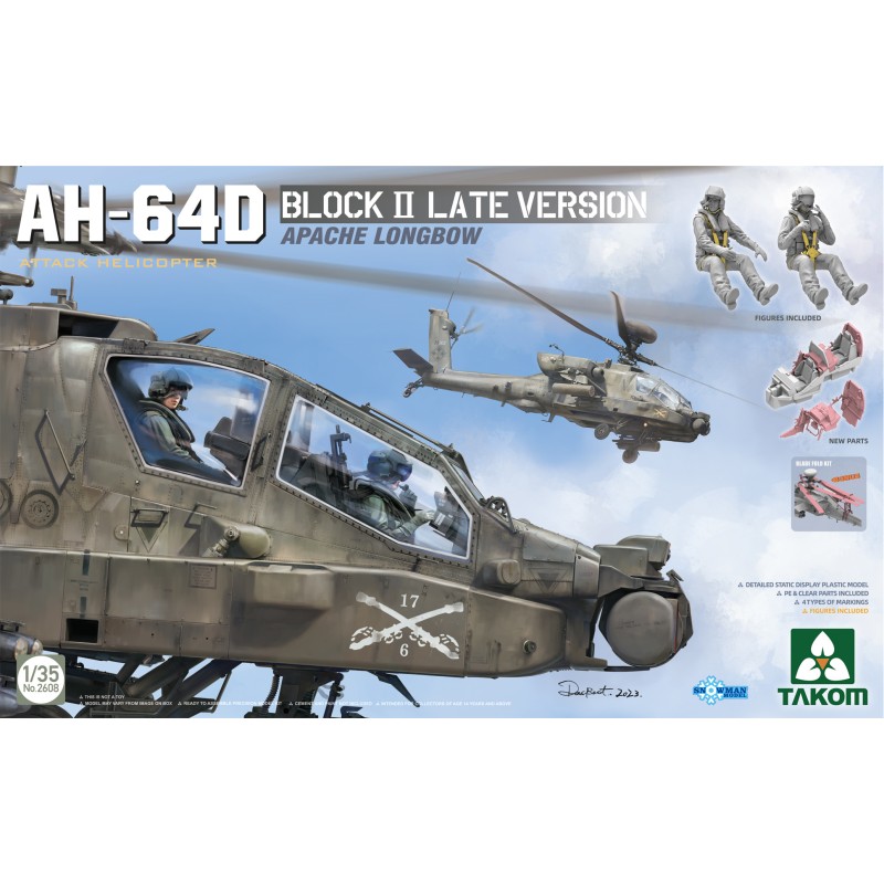 Maqueta de helicóptero AH-64D Block II Late Version 1/35 con piezas de resina y figuras de Takom