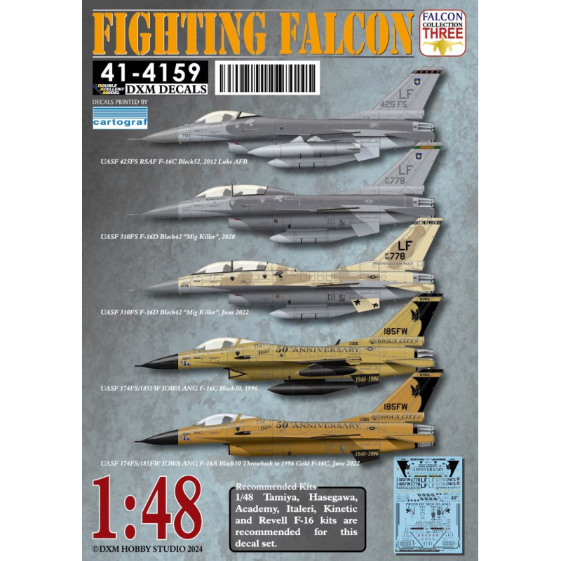 DXM Decals 1/48 Fighting Falcon Falcon Collection 3