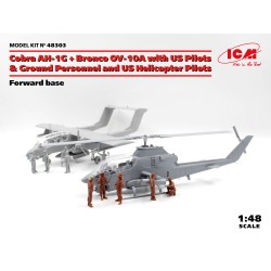 ICM 1/48 Forward Base Bell AH-1 Cobra + OV-10 Bronco aircraft and helicopter model kit