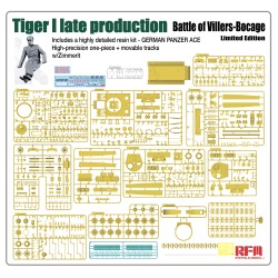 1/35 Tiger I late production (Battle of Villers-Bocage) w/Zimmerit, Includes a highly detailed resin kit - GERMAN PANZER ACE