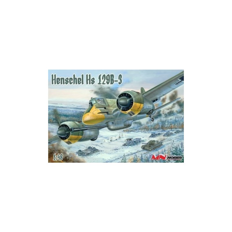 Maqueta de avión Henschel Hs 129B-3 a escala 1/48 de MN Hobby