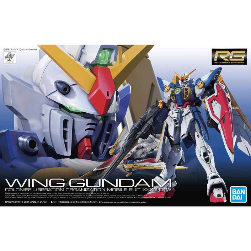 Maqueta 1/144 RG Wing Gundam de Bandai con accesorios y partes articuladas