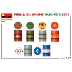 Miniart  1/24 FUEL & OIL DRUMS 1930-50’S SET 1. GERMAN TYPE