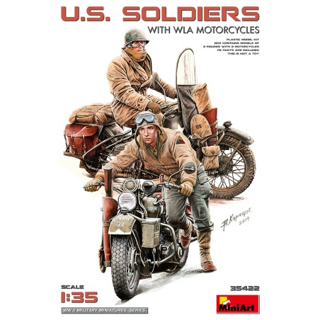 Miniart 1/35 U.S. Soldiers with WLA Motorcycles