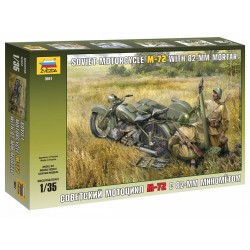 Maqueta 1/35 Soviet Motorcycle M-72 con Mortero de 82 mm y figuras - Zvezda