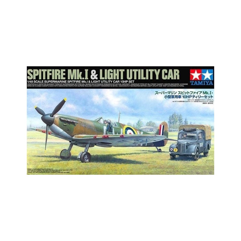 Maqueta 1/48 Supermarine Spitfire Mk.I y Light Utility Car 10HP Tilly Set de Tamiya