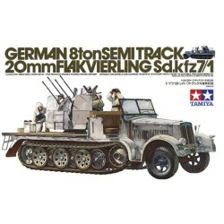 Maqueta 1/35 del Sd.Kfz.7/1 German 8-ton Halftrack con cañón antiaéreo de Tamiya