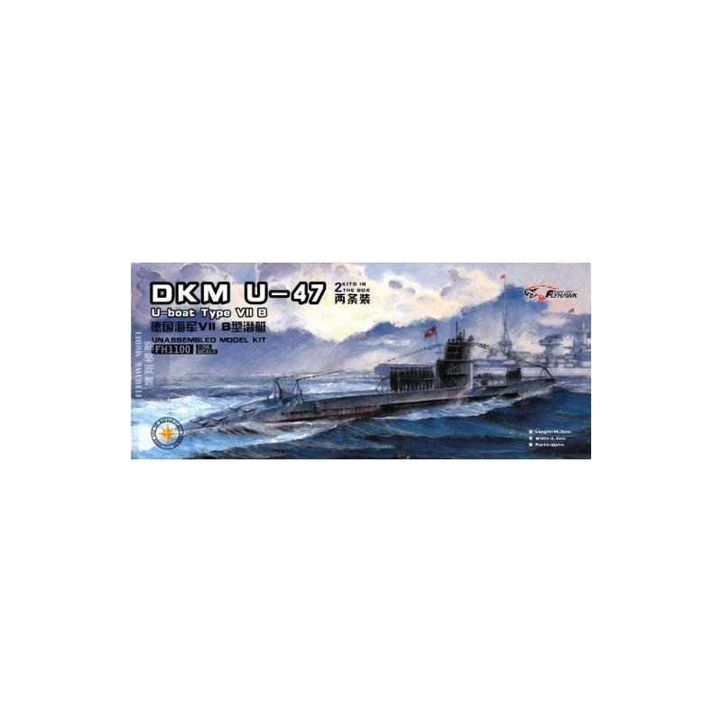 Maqueta 1/700 U-Boat Type VII B DKM U-47 de FlyHawk Model con 2 kits