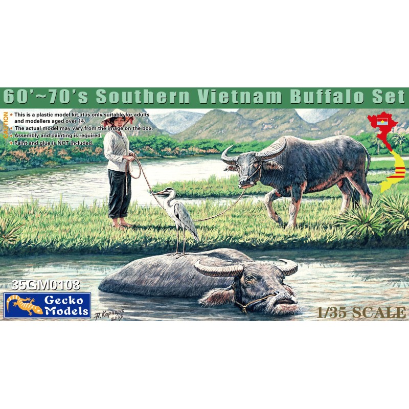 Maqueta de figuras 1/35 Southern Vietnam Buffalo Set de Gecko Models