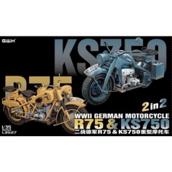 Great Wall Hobby 1/35 WWII German Motorcycle R75 & KS750 2 in 2