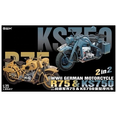 Great Wall Hobby 1/35 WWII German Motorcycle R75 & KS750 2 in 2