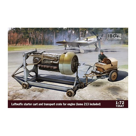 Maqueta Luftwaffe Starter Car y Transport Crate con motor Jumo 213 1/72 IBG Models