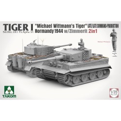 Takom 1/35 Tiger I Michael Wittmann's Tiger Normandy 1944 Late/Late Command Production w/Zimmerit 2 in 1 Sd.Kfz. 181 Pz.Kpfw. VI